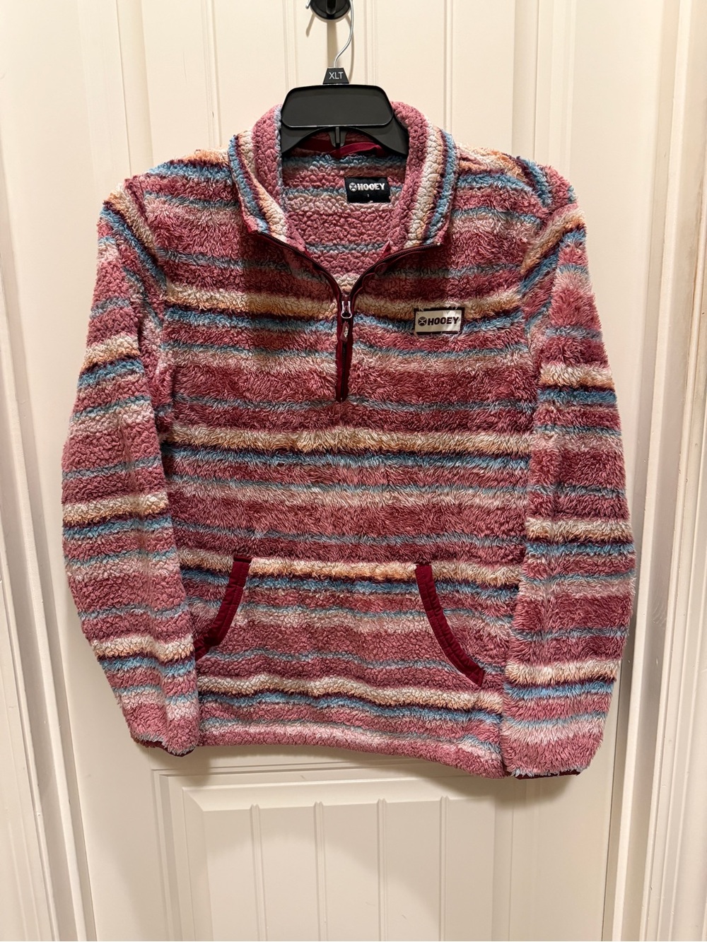 Hooey Plush Quarter-Zip Sweater - Rose Multi Stripe